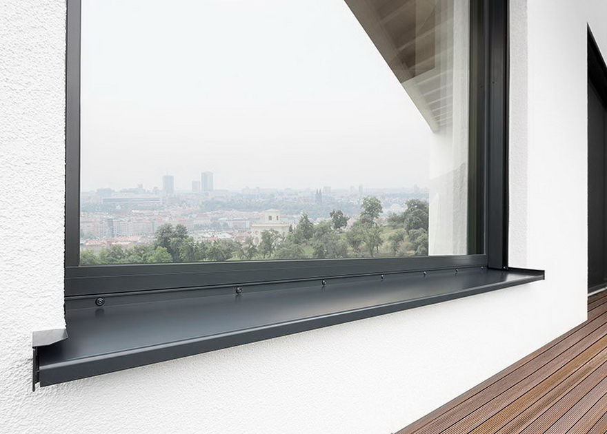 Eder Fensterbank - fenorm Alu 7016M - Einbau mit SlideAlu, mit Schrauben